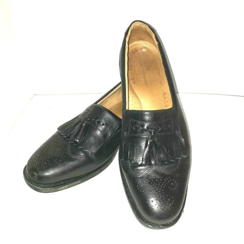 Sandro Moscoloni Vineyard Black Tassel Wingtips Loafers Size 8 EUR 41